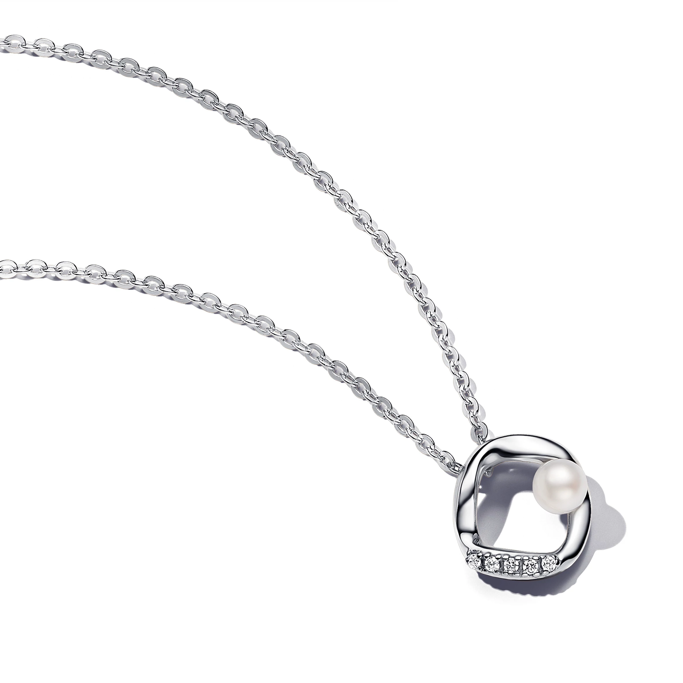 Pandora organikus formájú pavé és édesvízi tenyésztett gyöngy nyaklánc - 393303C01-45