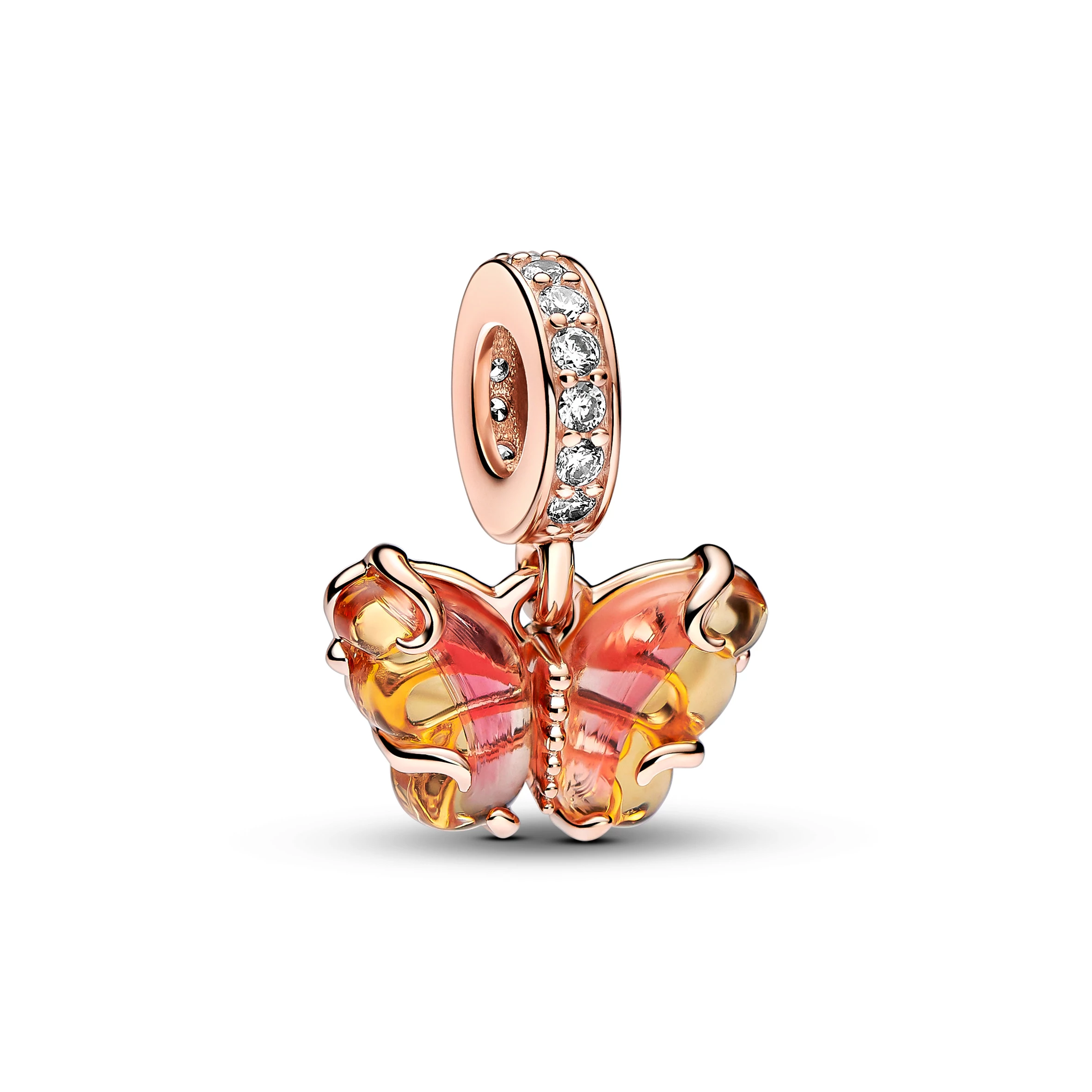 Pandora 14k aranyozott, muránói üveg pillangó függő charm - 782698C01