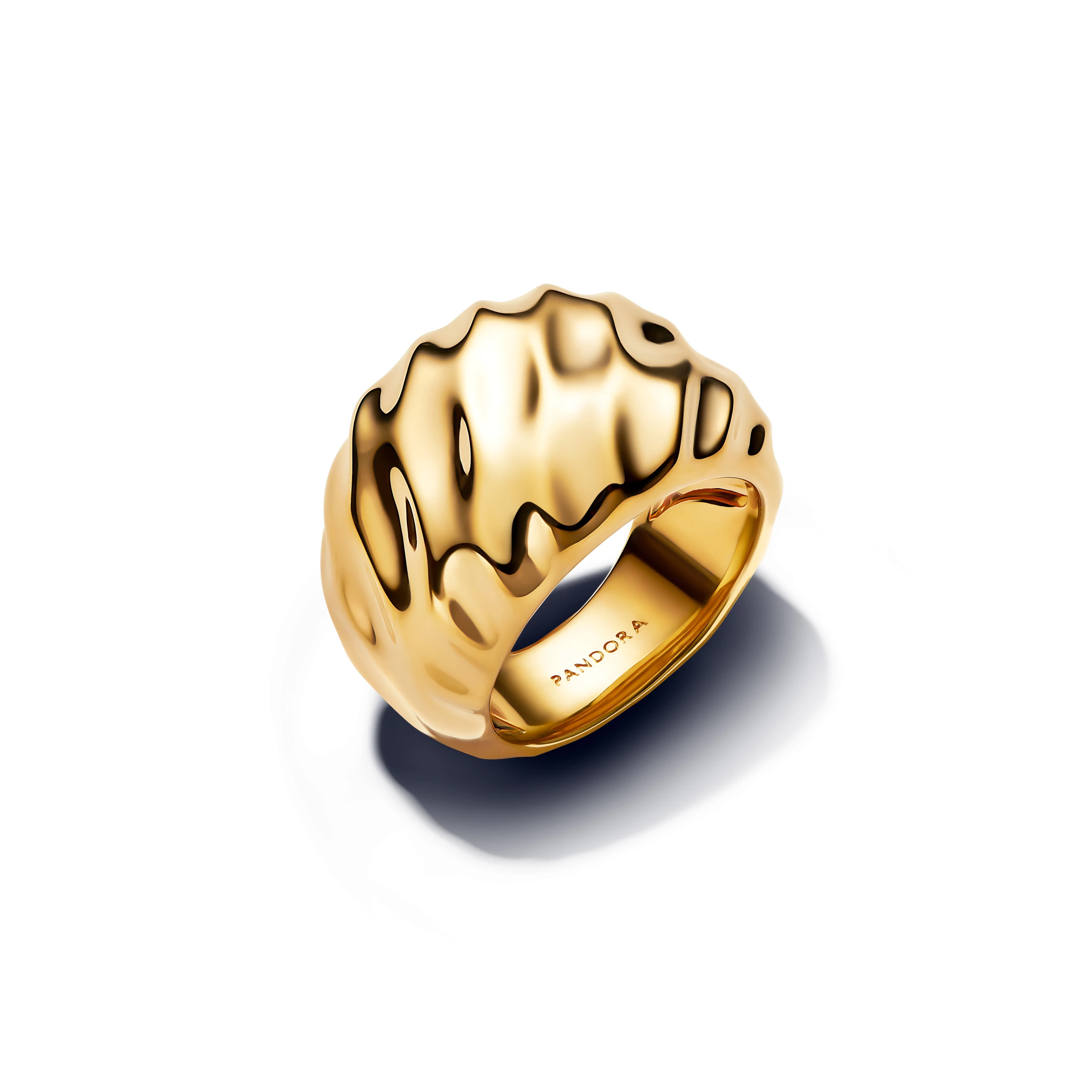 Pandora 14K aranyozott hullámos feltűnő gyűrű 48-as méret - 163884C00-48
