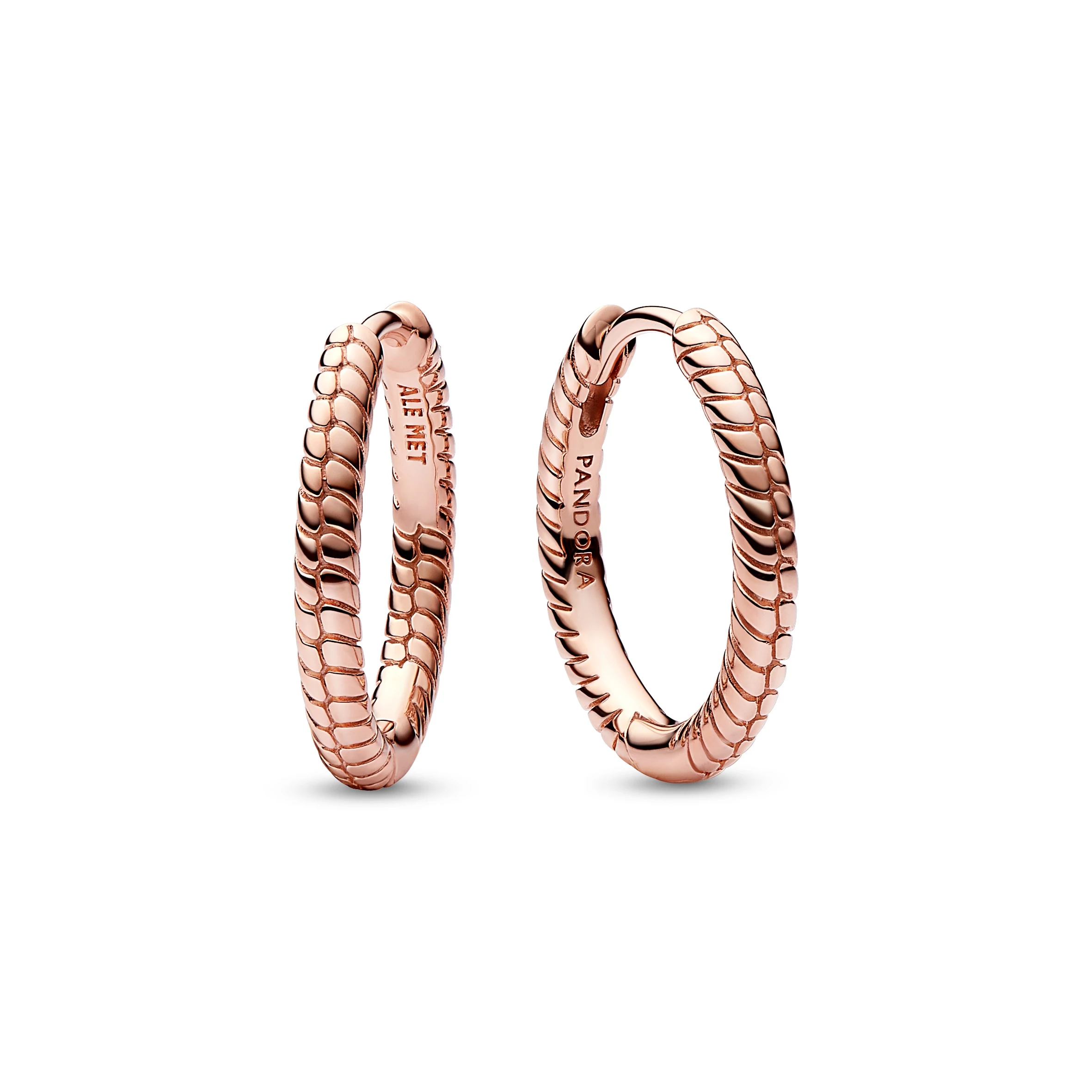 Pandora kígyólánc mintás 14k rózsaaranyozott karika fülbevaló - 282728C00