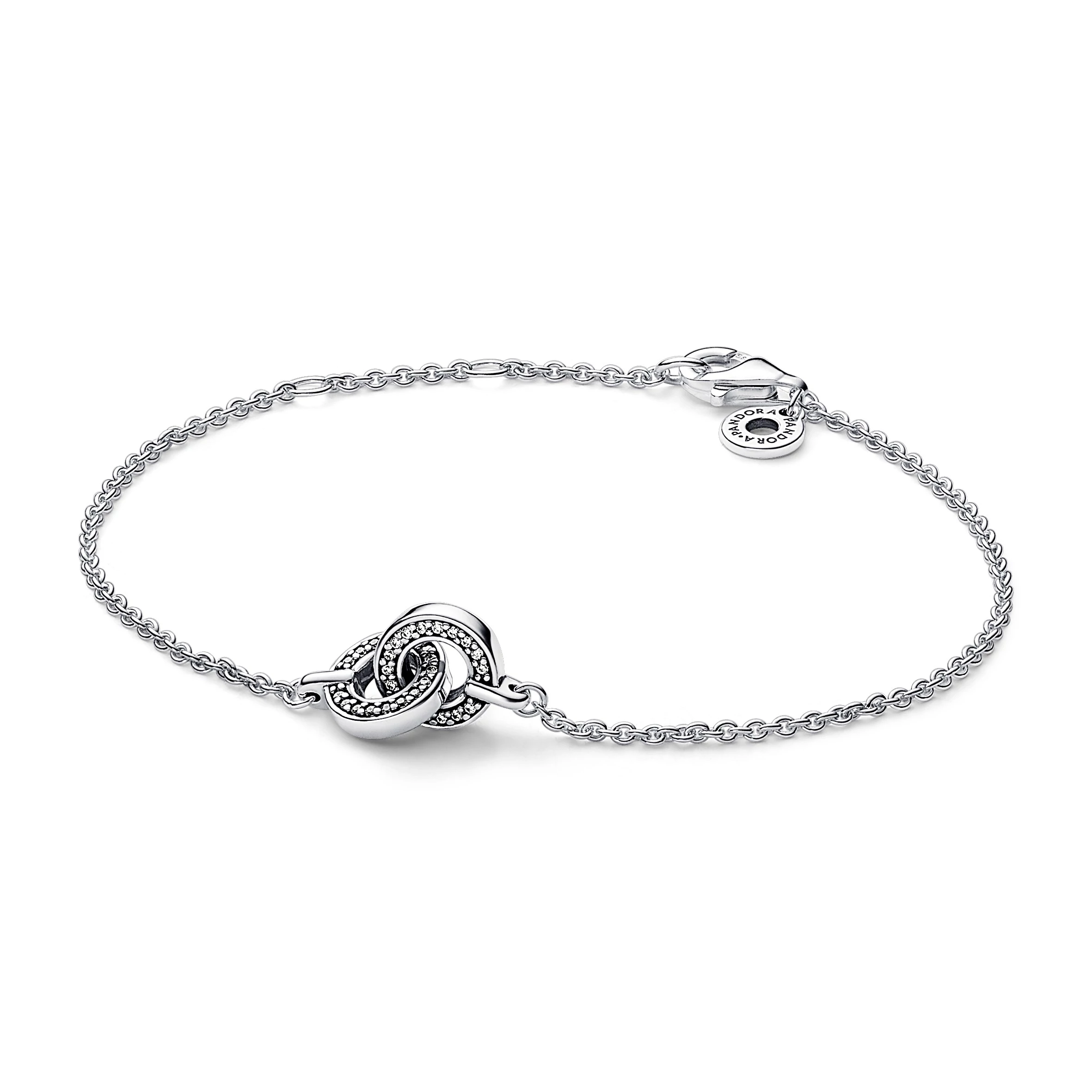 Pandora logó összefonódott kör karkötő cirkóniával 16 cm - 592742C01-16