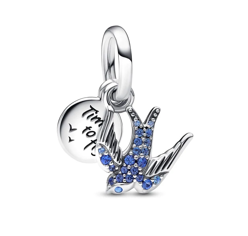 Pandora szikrázó kék fecske és idézet medál charm - 792570C01