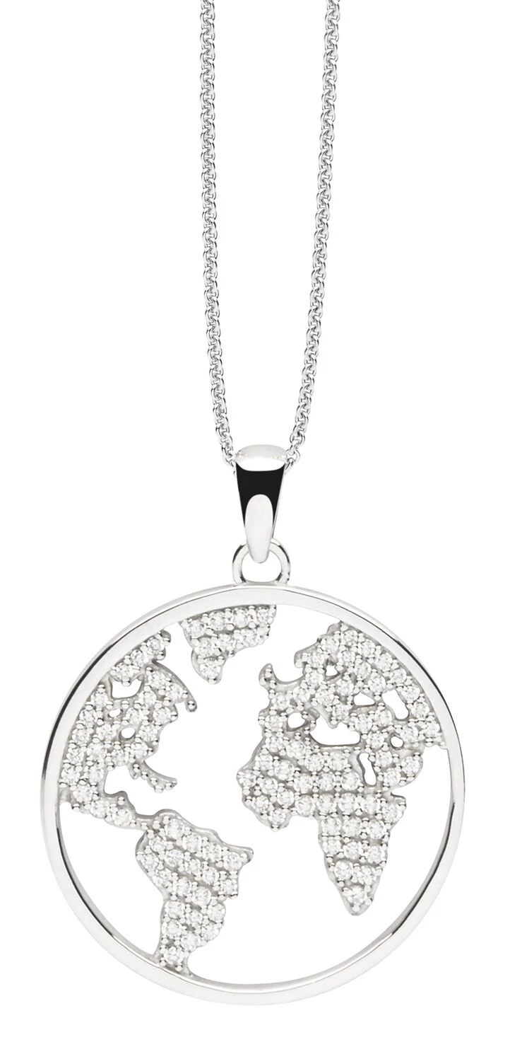 NANA KAY silver trends ezüst Föld világtérkép nyakék - ST1798